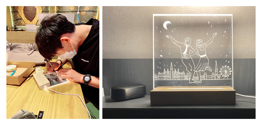 내가 머무는 공간마저 지루해졌다면 수작업의 묘미를 경험할 수 있는 아크릴 무드등 만들기를 추천! 마음을 따뜻하게 비추는 은은한 불빛이 낭만적인 밤을 선물한다.